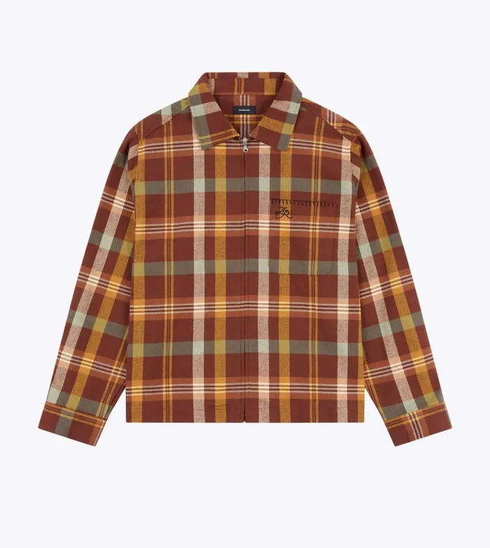 Zanerobe Shirts Men Plaid LS Overshirt Brown