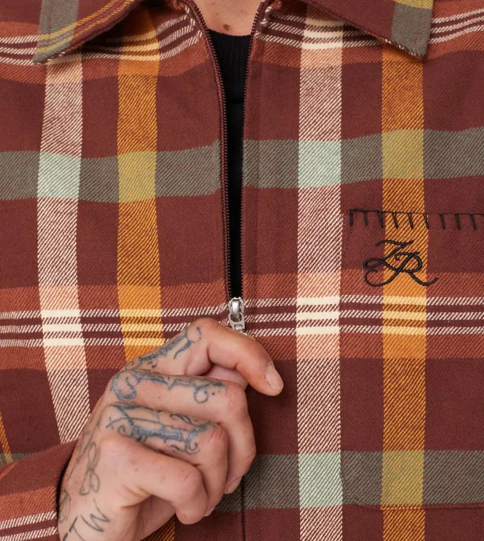 Zanerobe Shirts Men Plaid LS Overshirt Brown