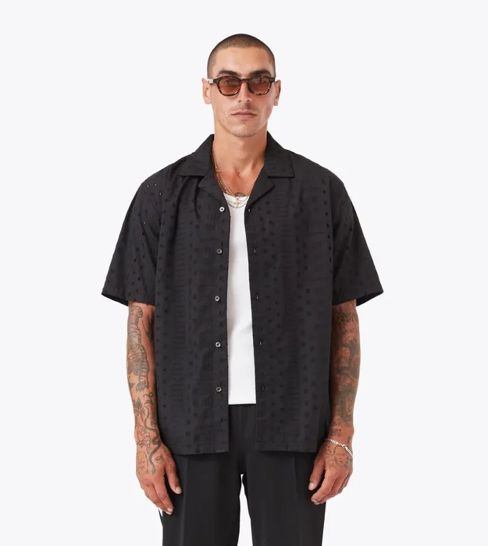 Zanerobe Shirts Men Stitch Holiday SS Shirt Black