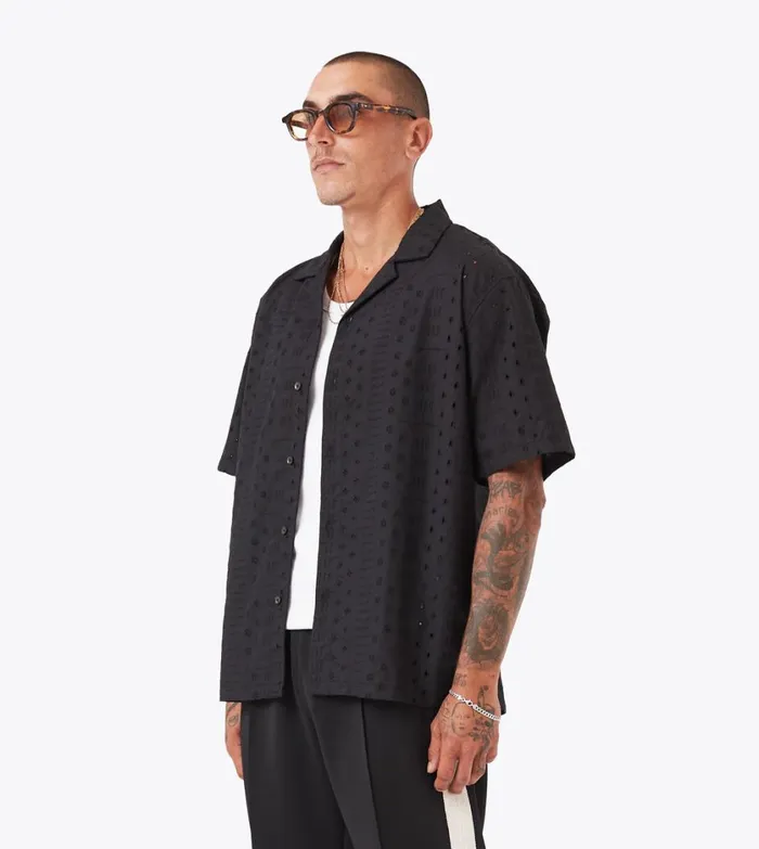 Zanerobe Shirts Men Stitch Holiday SS Shirt Black