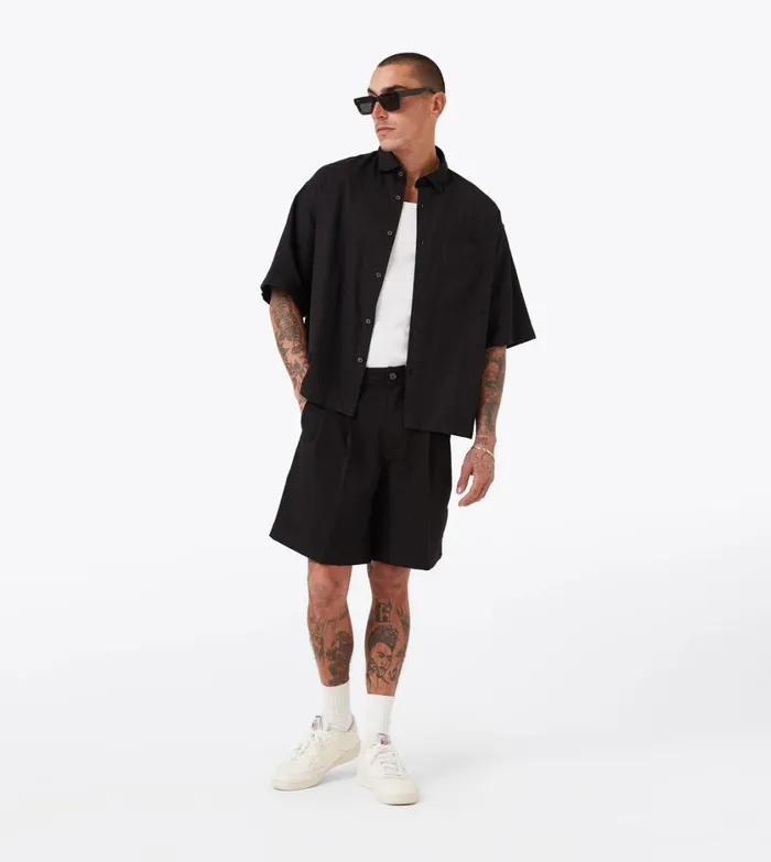 Zanerobe Shorts Men Herringbone Flow Short Black